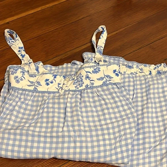 Crown & Ivy Light Blue Gingham Pajama Set - Picture 13 of 14